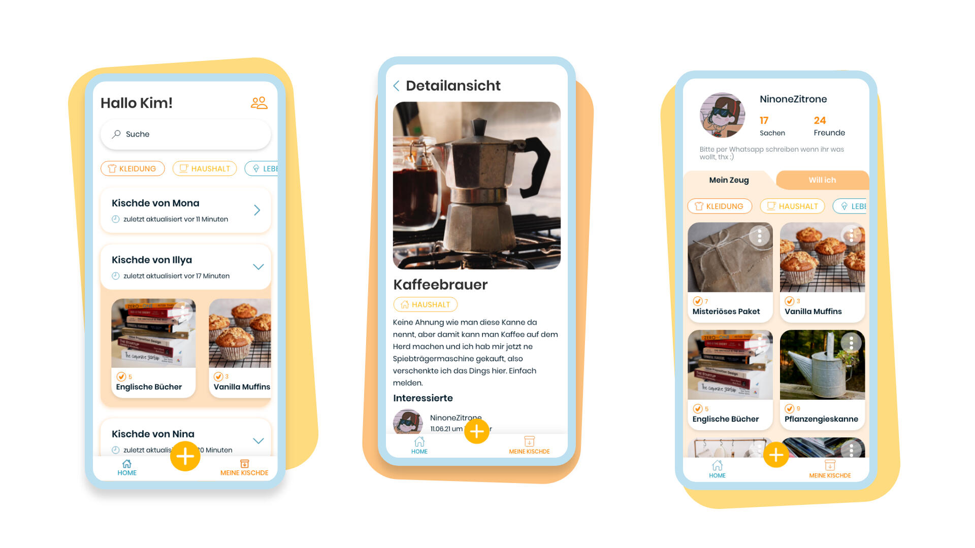 Start, Detailansicht &amp; Profil